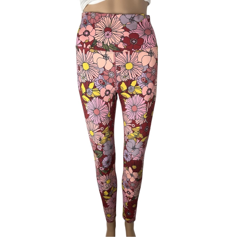 Anthropologie x Beach Riot Piper Bright Floral Print Leggings in Marsala Floral